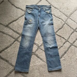 Axel’s jeans straight leg light wash distressed made in Italy size 36